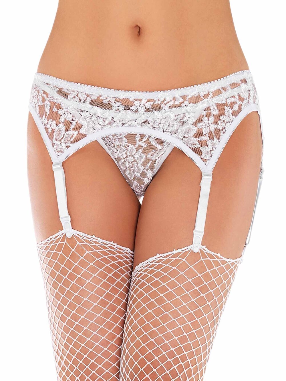 leg Avenue - Lolita Garter Belt & Thong Set - WHITE